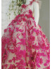 Fuchsia Floral Cross Back Flower Girl Dress